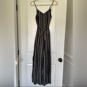 Monteau Romper Womens Black and White Striped Small Jumpsuit